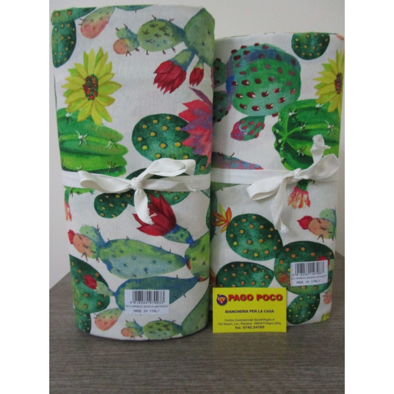 Housse d'ameublement polyvalente en coton motif CACTUS Mesures : 165x270-265x270.. 100% coton.... FABRIQUÉ EN ITALIE !!!!!