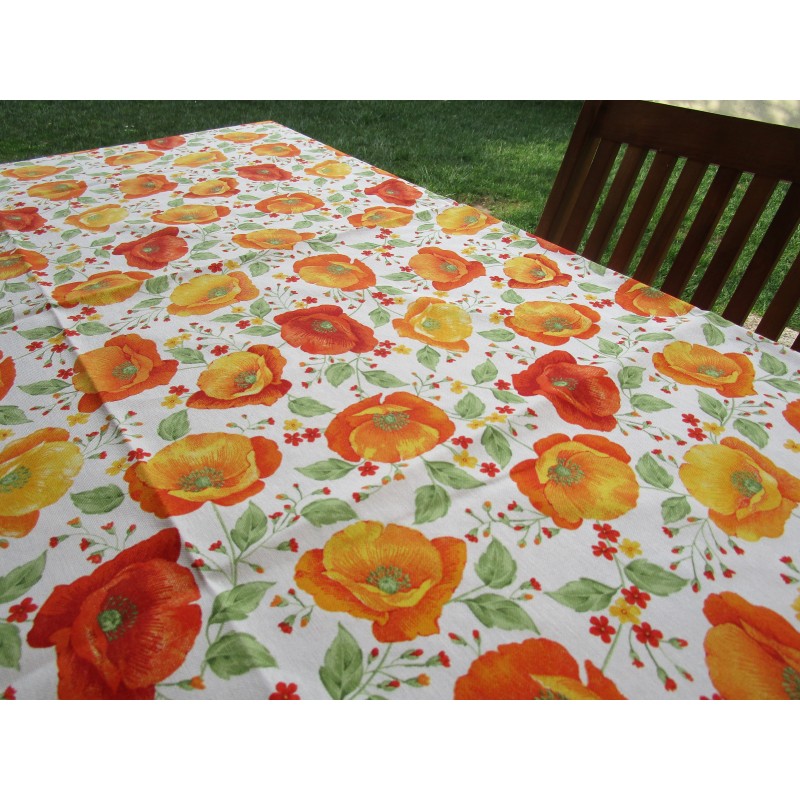 Rectangular Tablecloth COLORED POPPIES Design 100% Cotton in all sizes MADE IN ITALY!!!!