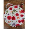 Rectangular tablecloth in plasticized cotton with RED POPPIES AND FLOWERS pattern. 100% water-repellent. ..MADE IN ITALY..