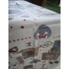 Rechteckige Tischdecke aus plastifizierter Baumwolle mit HERZEN- und SHABBY-Muster, 100 % wasserabweisend. HERGESTELLT IN