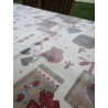 Nappe rectangulaire en coton plastifié avec motif COEURS et SHABBY, 100% hydrofuge..MADE IN ITALY..