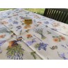 Rechteckige Tischdecke aus plastifizierter Baumwolle mit LAVENDEL- UND SONNENBLUMEN-Muster. 100 % wasserabweisend.