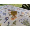 Rectangular tablecloth in plasticized cotton with LAVENDER AND SUNFLOWER pattern. 100% water-repellent. ..MADE IN ITALY!!!