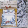 Double duvet cover Bag + 2 Pillowcases Digitally Printed 100% Cotton Snow and nature house design....!!