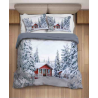 Double duvet cover Bag + 2 Pillowcases Digitally Printed 100% Cotton Snow and nature house design....!!