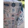 100% Water Repellent Stain Resistant Tablecloth SEA AND BOAT Design...NO IRONING!!!!!