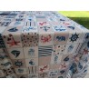 100% Water Repellent Stain Resistant Tablecloth SEA AND BOAT Design...NO IRONING!!!!!