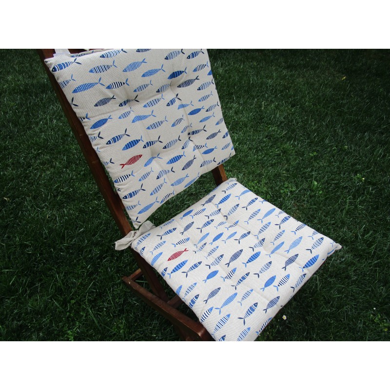 Nappe rectangulaire en coton plastifié avec motif MER ET POISSON COLORÉS..100% hydrofuge..FABRIQUÉE EN ITALIE..