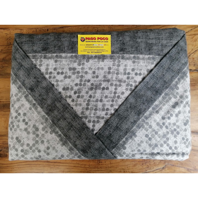 Parure de lit double en 100% flanelle motif GÉOMÉTRIQUE Couleur : Gris....MADE IN ITALY !!!!!