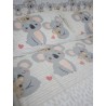 Housse de couette + taies d'oreiller imprimées numériquement 100% coton KOALA ET OURS Design dans toutes les tailles...