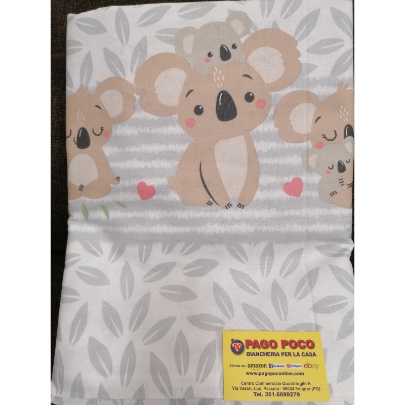 Digital bedruckter Bettbezug + Kissenbezüge aus 100 % Baumwolle. KOALA- UND BÄREN-Design in allen Größen ... HERGESTELLT IN