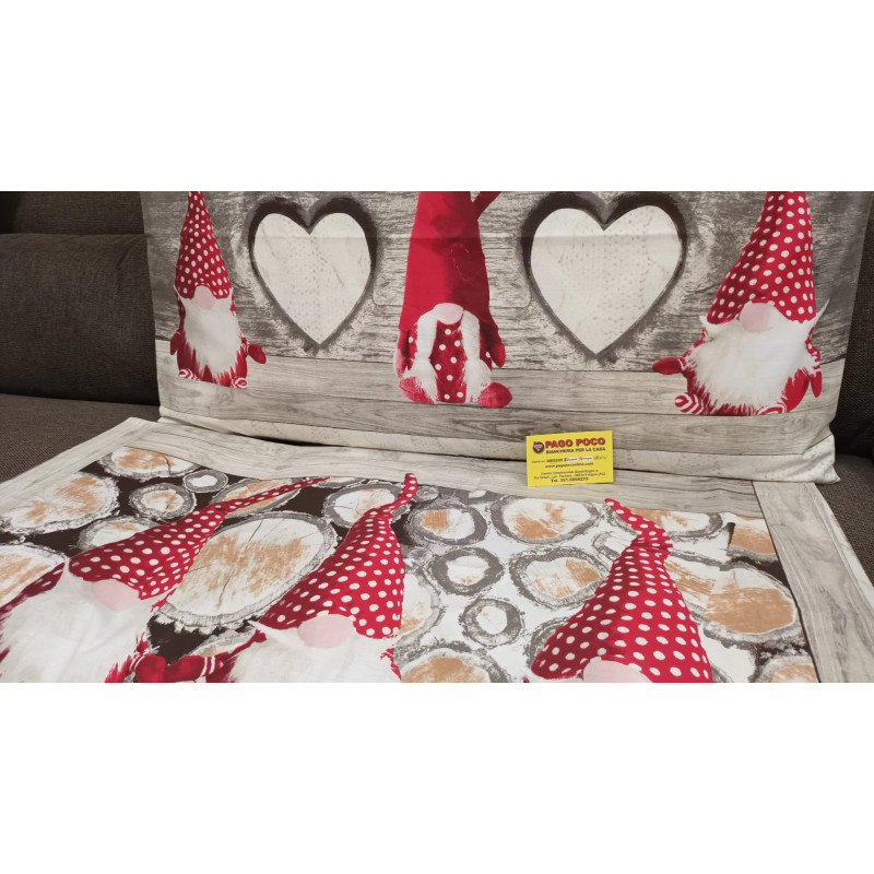 GNOMO Patterned 100% Flannel Bed Set Color: Red Double-Single-Half Square....MADE IN ITALY!!!!!