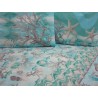 Completo letto Fantasia CORALLO STELLA MARINA Colore Verde-Rosso-Azzurro-Celeste...100%Cotone ...MADE IN ITALY!!!