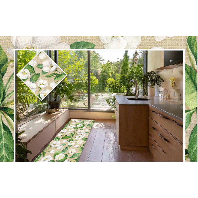 Tappeto a Metro Disegno FIORI DI PESCO in Tessuto Idrorepellente Nautico..Euro 0,11cent mt..MADE IN ITALY!!