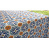 Nappe 100% hydrofuge résistante aux taches MAJOLICA.. Conception GÉOMÉTRIQUE BLEU ET ORANGE.... Toutes les tailles.. PAS DE