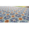 Tovaglia Antimacchia 100% Idrorepellente Disegno MAIOLICA..GEOMETRICO AZZURRO E ARANCIO....Tutte Le Misure..NO STIRO!!!