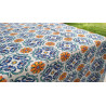 Nappe 100% hydrofuge résistante aux taches MAJOLICA.. Conception GÉOMÉTRIQUE BLEU ET ORANGE.... Toutes les tailles.. PAS DE