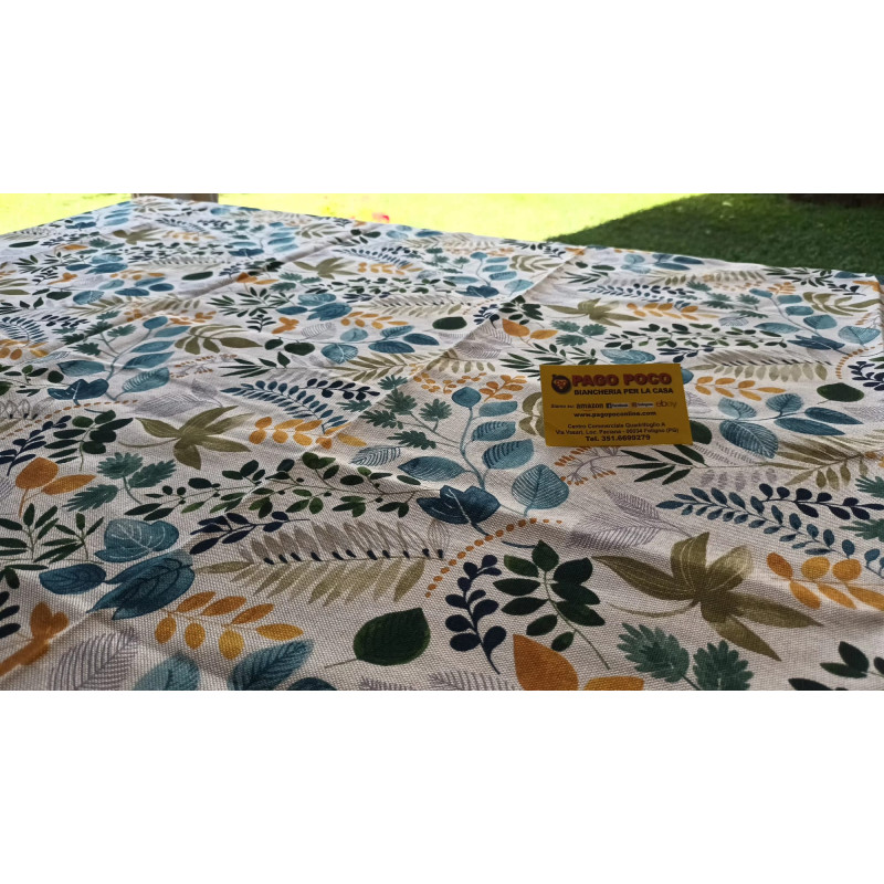 Rechteckige Tischdecke aus Baumwolle mit BUNTEN BLÄTTERN. In allen Größen 100 % Baumwolle. HERGESTELLT IN ITALIEN!!!!!