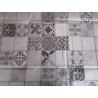 Rectangular Plastic Tablecloth with MAIOLICA Design.. In all sizes. Color: Gray and Multicolor.. MADE IN ITALY..