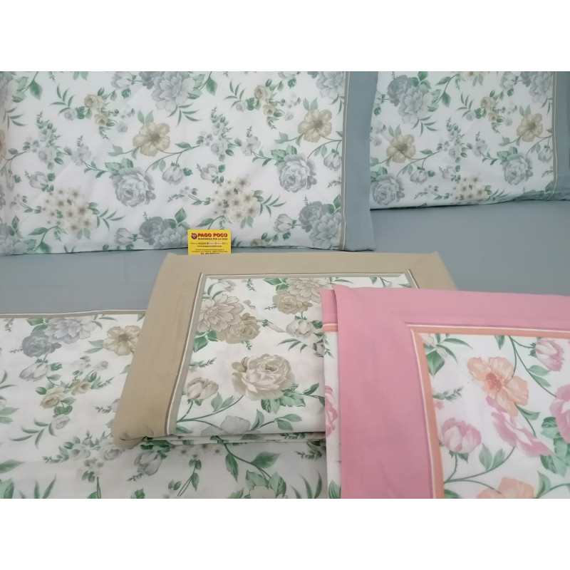 Double Bed Set in 100% Flannel with ROSE AND COLORED FLOWERS Pattern..MAXI SIZES....!!