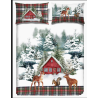Housse de couette double + 2 taies d'oreiller à impression numérique 100% coton Design MONTAGNE AVEC NEIGE... FABRIQUÉ EN