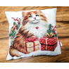 Pillowcase Digitally Printed Design CAT AND GIFT PACKAGES Size: 50x50...100% Cotton Lurex Yarn...MADE IN ITALY