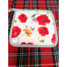 Rectangular tablecloth in plasticized cotton with RED POPPIES AND FLOWERS pattern. 100% water-repellent. ..MADE IN ITALY..