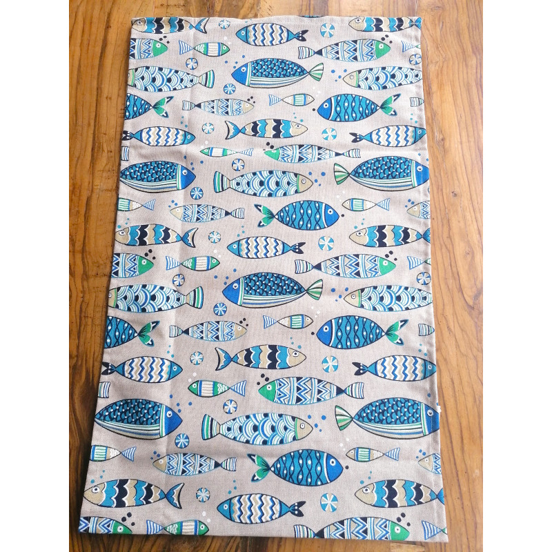 Runner or Stripe 45x140 COLORFUL FISH Design...In Cotton...MADE IN ITALY!