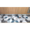 Rug by the Meter GEOMETRIC CUBE Design in Water-repellent Nautical Fabric. Non-slip..Euro 0.11cent m..MADE IN ITALY!!