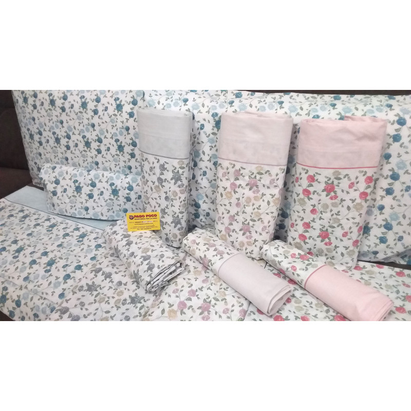 copy of Complete double bed - HALF SQUARE COLORED ROSE pattern..100% Cotton HYPERCALLE ...MADE IN ITALY!!!..