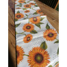 Nappe en coton plastifié motif TOURNESOL 100% IMPERMÉABLE Fabriquée en ITALIE