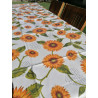 Tovaglia in Cotone Plastificato Disegno GIRASOLE CON CUORI 100% IMPERMEABILE Made in ITALY