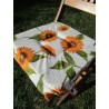 Tovaglia in Cotone Plastificato Disegno GIRASOLE CON CUORI 100% IMPERMEABILE Made in ITALY