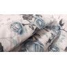 Completo letto Matrimoniale Disegno ROSE E FIORI Azzurro-Beige-Rosa....100%Cotone  ...MADE IN ITALY!!!..