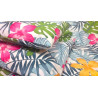 Completo letto Matrimoniale Disegno TROPICALE Stile hawaiana ..100%Cotone  Multicolor-Azzurro-Beige.....MADE IN ITALY!!!..