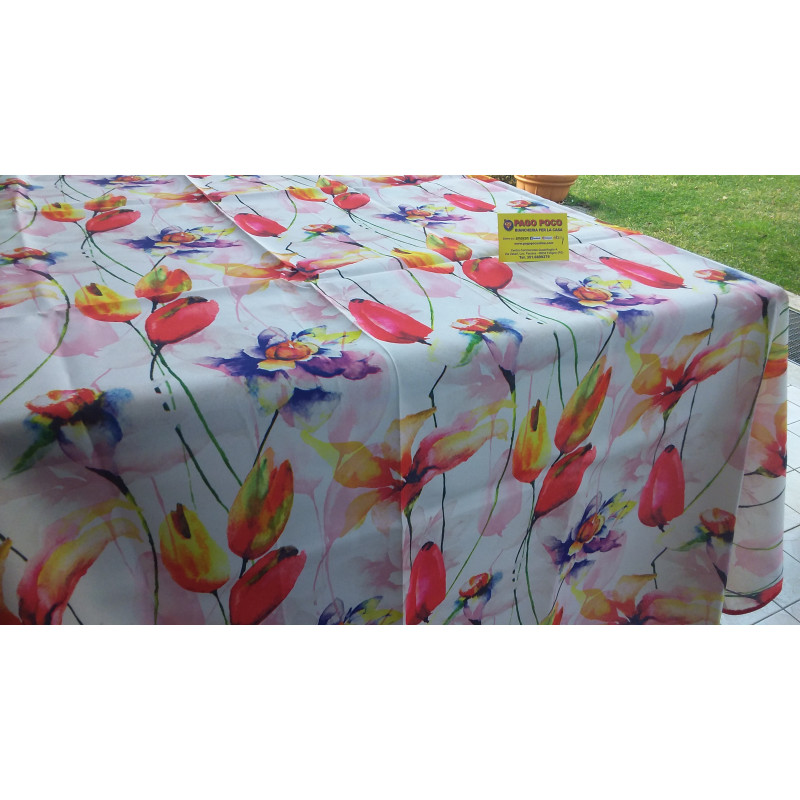 100 % wasserabweisende, schmutzabweisende Tischdecke mit farbigem Blumenmuster in allen Größen...KEIN BÜGELN!!!...NEU FÜR