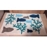Tappeto Bagno Disegno CORALLO..PESCI..MARE..Beige-Azzurro-Blu...100% Antiscivolo... Misura:55x85..