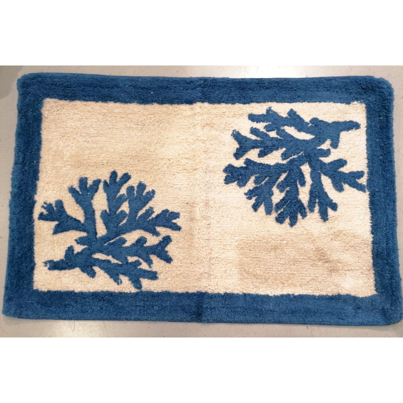 Tapis de bain antidérapant en éponge de coton au motif CORAIL COULEUR. Couleurs : Beige-Bleu clair. Taille: 45x70