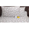 Complete bed with polka dot design. Colours: Beige-Grey..100% Cotton with elastic around the perimeter..In all sizes!!!..