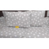 Complete bed with polka dot design. Colours: Beige-Grey..100% Cotton with elastic around the perimeter..In all sizes!!!..