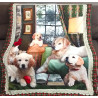 Plaid Coperta in Morbidissima e Calda Microfibra Con Retro Con Pelliccia Disegno FAMIGLIA DI CANI Misura:140x170