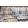 Completo Letto in 100% Flanella Disegno GEOMETRICO A QUADRI In Tutte Le Misure...Beige-Celeste..MADE IN ITALY!!