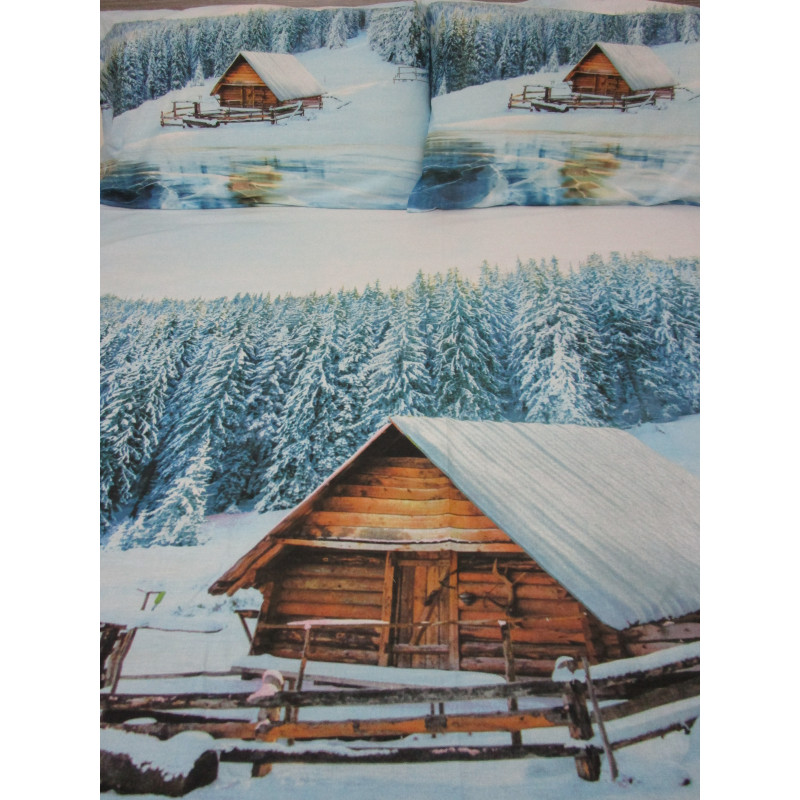 Copripiumino Singolo In Stampa Digitale Sacco+Federa 100%Cotone Disegno MONTAGNE CON NEVE...!!!