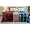 Coperta Matrimoniale Plaid In Morbida Microfibra Super Calda Disegno TARTAN COLORATO..Retro Agnellato..Adatto Per Copridivani