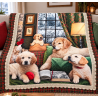 Karierte Decke aus sehr weicher und warmer Mikrofaser mit einfarbiger Rückseite, HUNDE-Design, Größe: 140 x 170